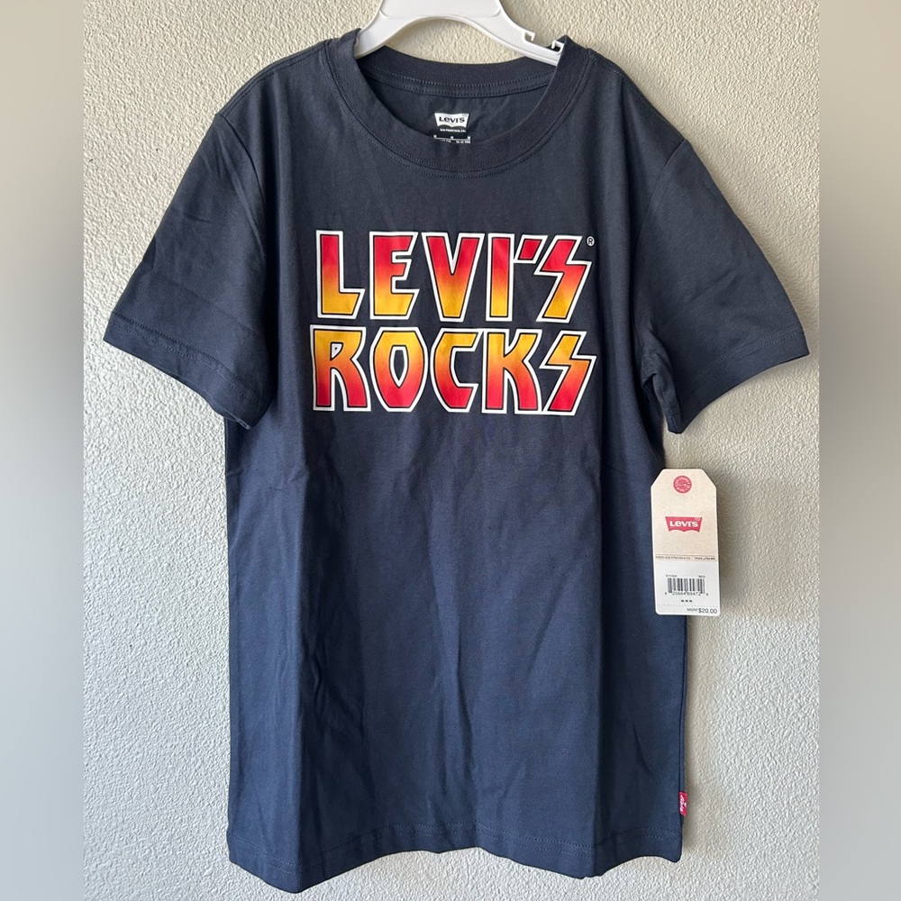 Levi's Kids Tee - Navy with Red and Yellow Graphic M 10/12